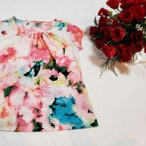 Beautiful Worthington Watercolor Floral Blouse
